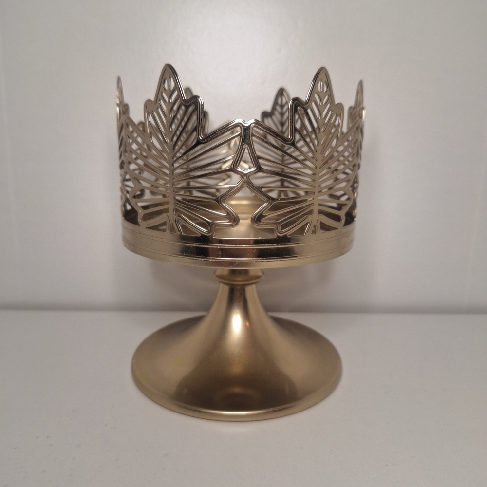 Bath & Body Works Metallic Gold Leaf Pedestal 3-Wick Candle Holder